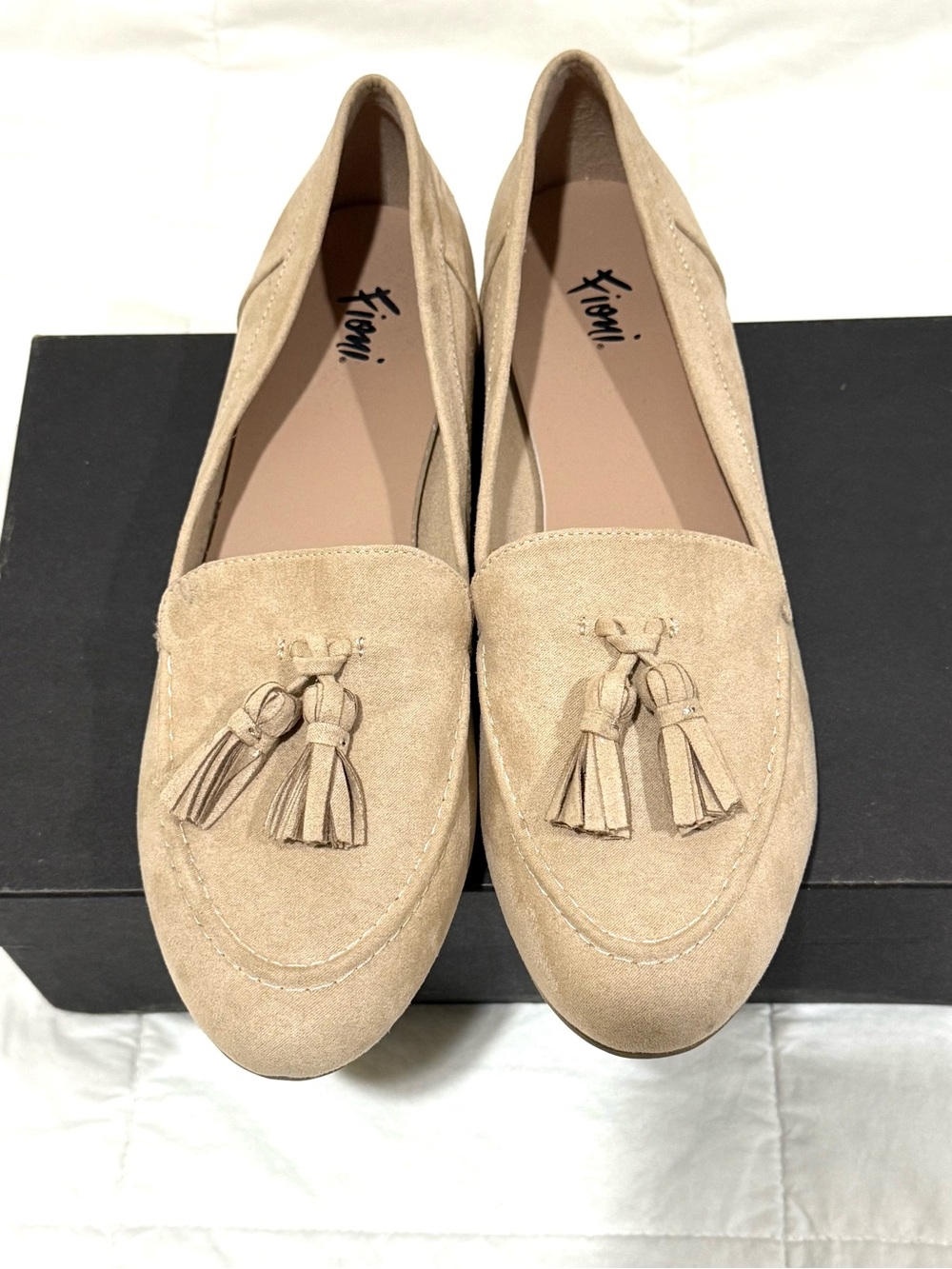 FIONI Tan Suede Tassel Loafers